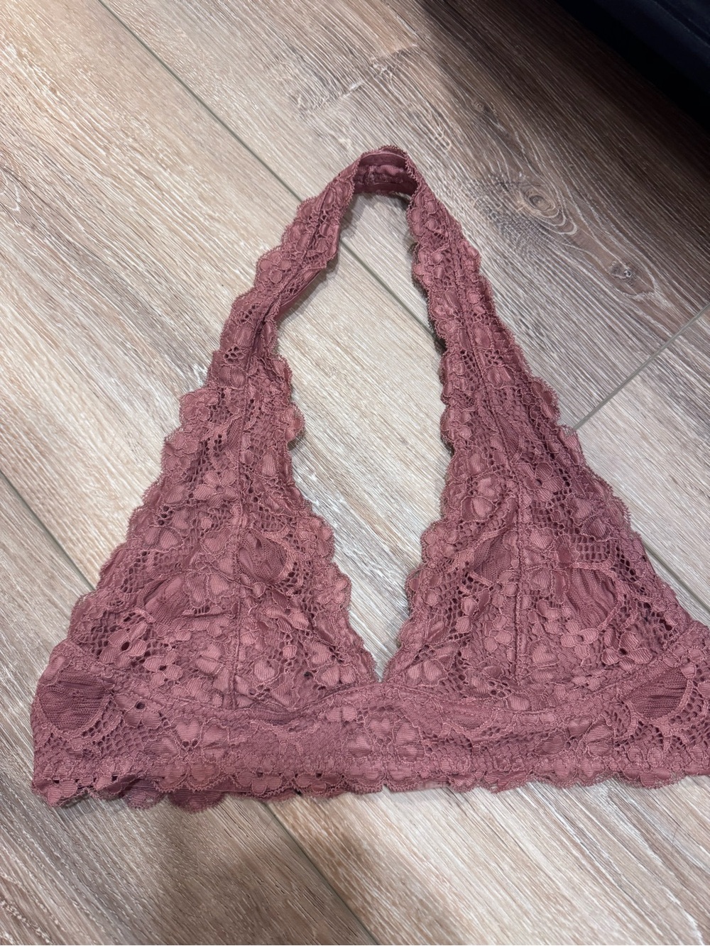 Free People Lace Halter Bralette in Dusty Rose